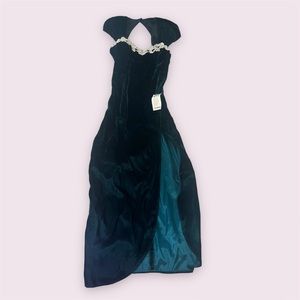 Vintage velvet emerald green gown dress